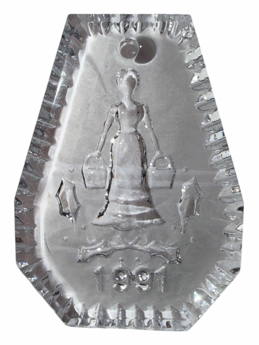 Waterford Crystal 1991 12 days of Christmas Maids a Milking Holiday Ornament